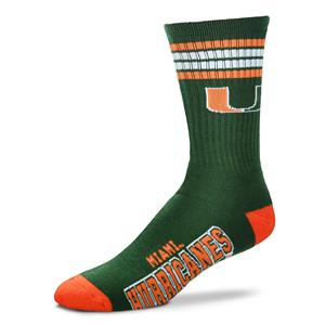 Miami Hurricanes 4 Stripe Deuce official licensed sport socks