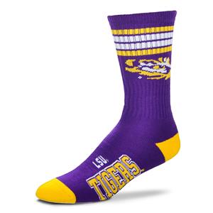 LSU Tigers 4 Stripe Deuce official licensed sport socks