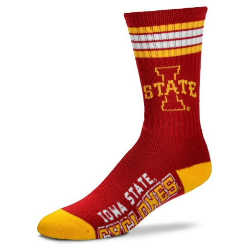 Iowa State Cyclones 4 Stripe Deuce official licensed sport socks